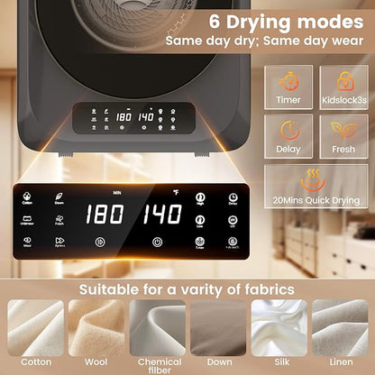 VCJ Portable Dryer for Laundry, 12lbs Clothes Dryer - Image 3
