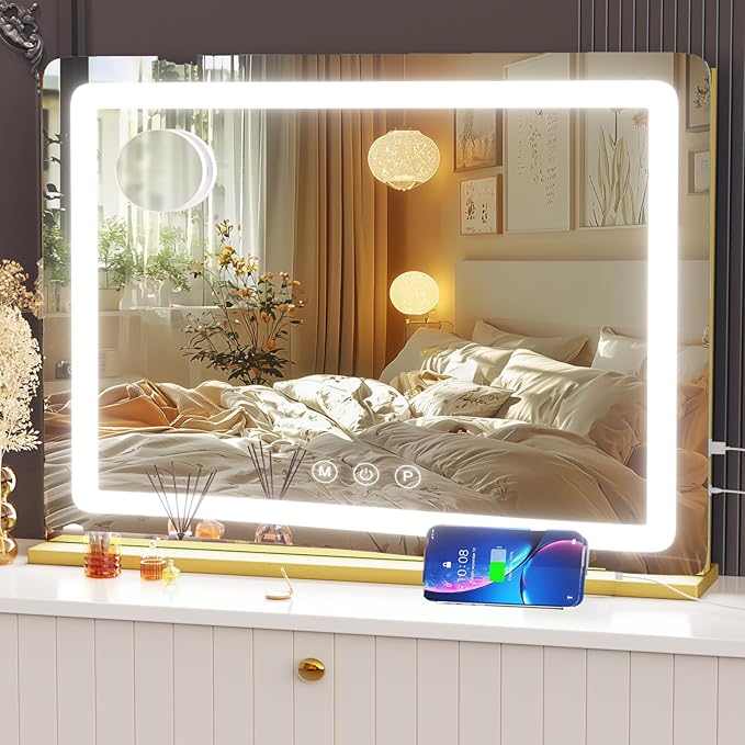 Makeup Vanity Mirror with Lights 20" L x 26" W Large LED Makeup Mirror by Gvnkvnlightupyourhome