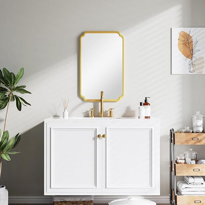 22x34 Inch Gold Bathroom Mirror, Metal Framed Wall Mirror - Image 2