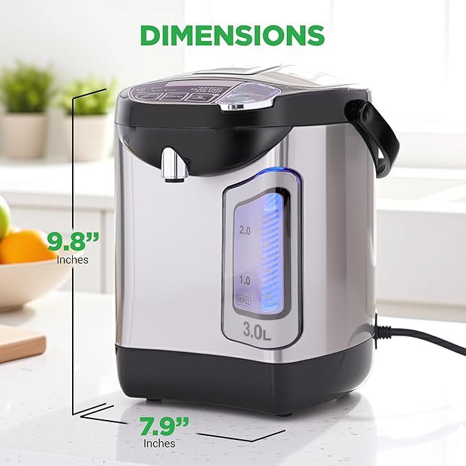 NutriChef Electric Water Boiler and Warmer - 3L/3.17 Qt Stainless Steel - Image 7
