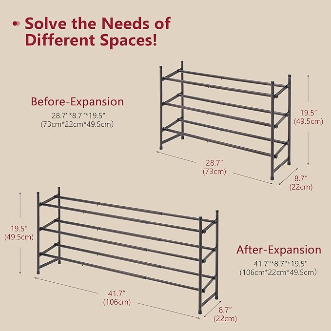Tajsoon 3 Tier Expandable Shoe Rack - Image 3