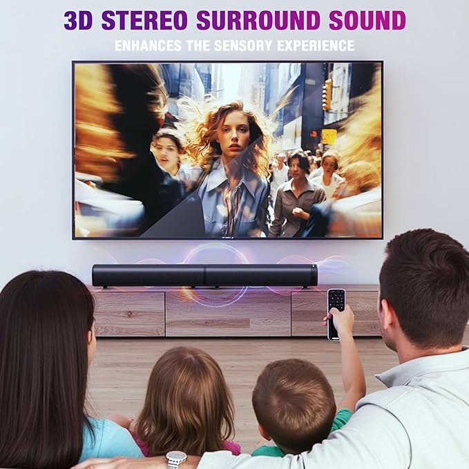 Puriom Sound Bar for Smart TV, 100W Sound Bar - Image 7