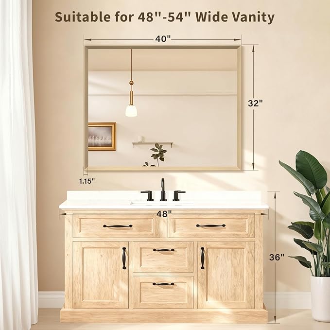 Oak Wood Effect Framed Wall Mirror, 32x40 Rectangle Mirror, Anti-desilvering - Image 2