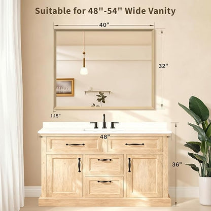 Oak Wood Effect Framed Wall Mirror, 32x40 Rectangle Mirror, Anti-desilvering - Image 2
