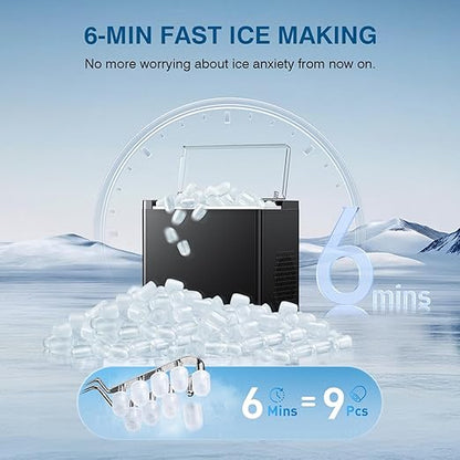 Ice Makers Countertop, 9 Ice Cubes in 6 Mins Portable Ice Maker, 2 Sizes of - Image 2