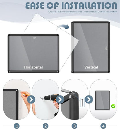 Enclosed Bulletin Board 24x18 in, Lockable Felt Board Bulletin Board - Image 4