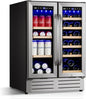 24 Inch Beverage Refrigerator Undercounter, Dual Zone Wine and Beverage Cooler by Velivi