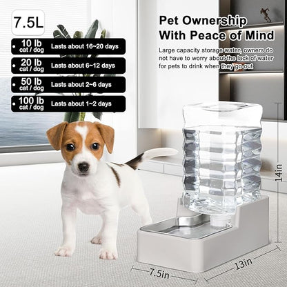 RIZZARI Stainless Steel Pet Water Feeder: 8L Large Gravity Waterer, Less Refills - Image 2