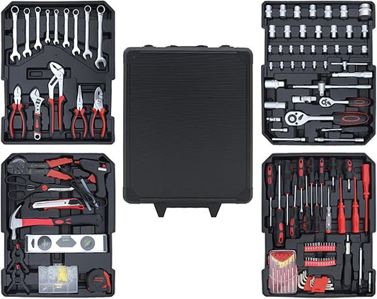 900PCS Complete Home Tool Set Versatile Rolling Tool Kit by Hantinstom