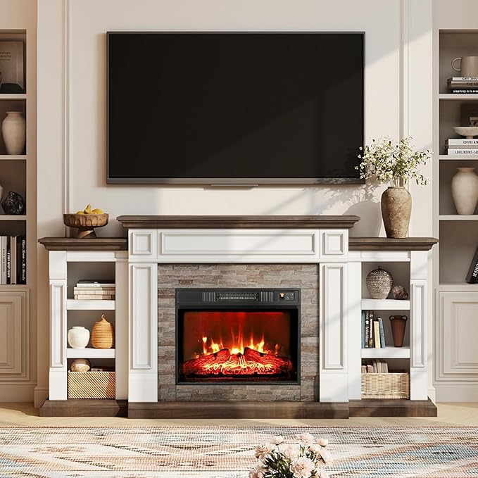 72" Electric Fireplace with Mantel, Fireplace TV Stand - Image 2