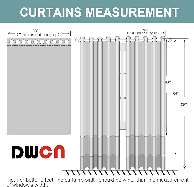 DWCN Red Curtains 63 Inches Long, Extra Wide Drapes - Image 6