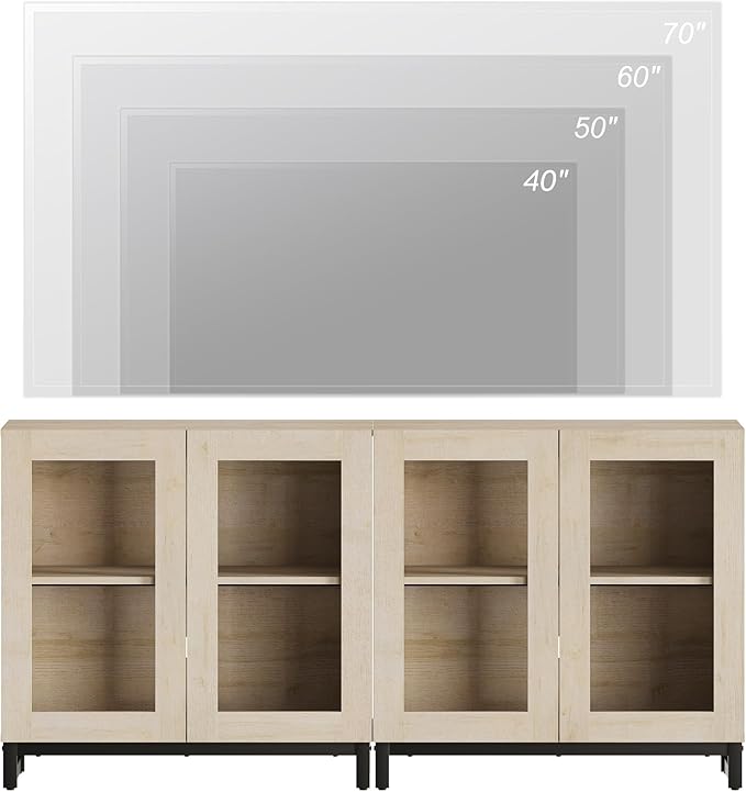WAMPAT Modern TV Stand with Glass Doors - Image 4