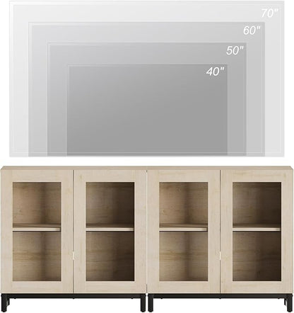 WAMPAT Modern TV Stand with Glass Doors - Image 4