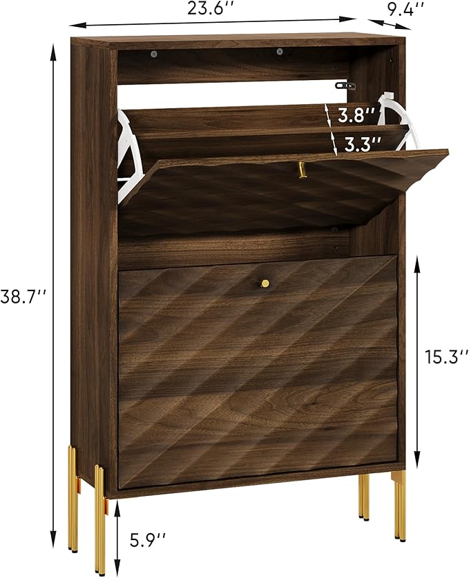 Smuxee Walnut Shoe Cabinet - Image 2