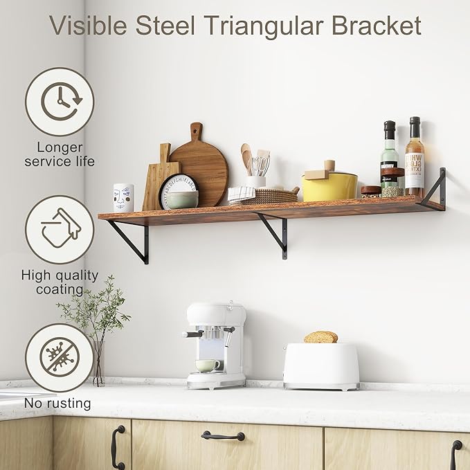 12 Inch Deep Floating Shelves, 48W x 12D Floating Shelves, Deep Wall Shelves - Image 5