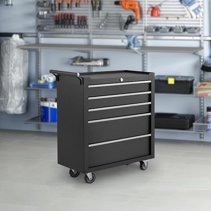 IDEALHOUSE Rolling Tool Chest, 5 Drawers Tool Storage Cabinet, Toolbox - Image 2