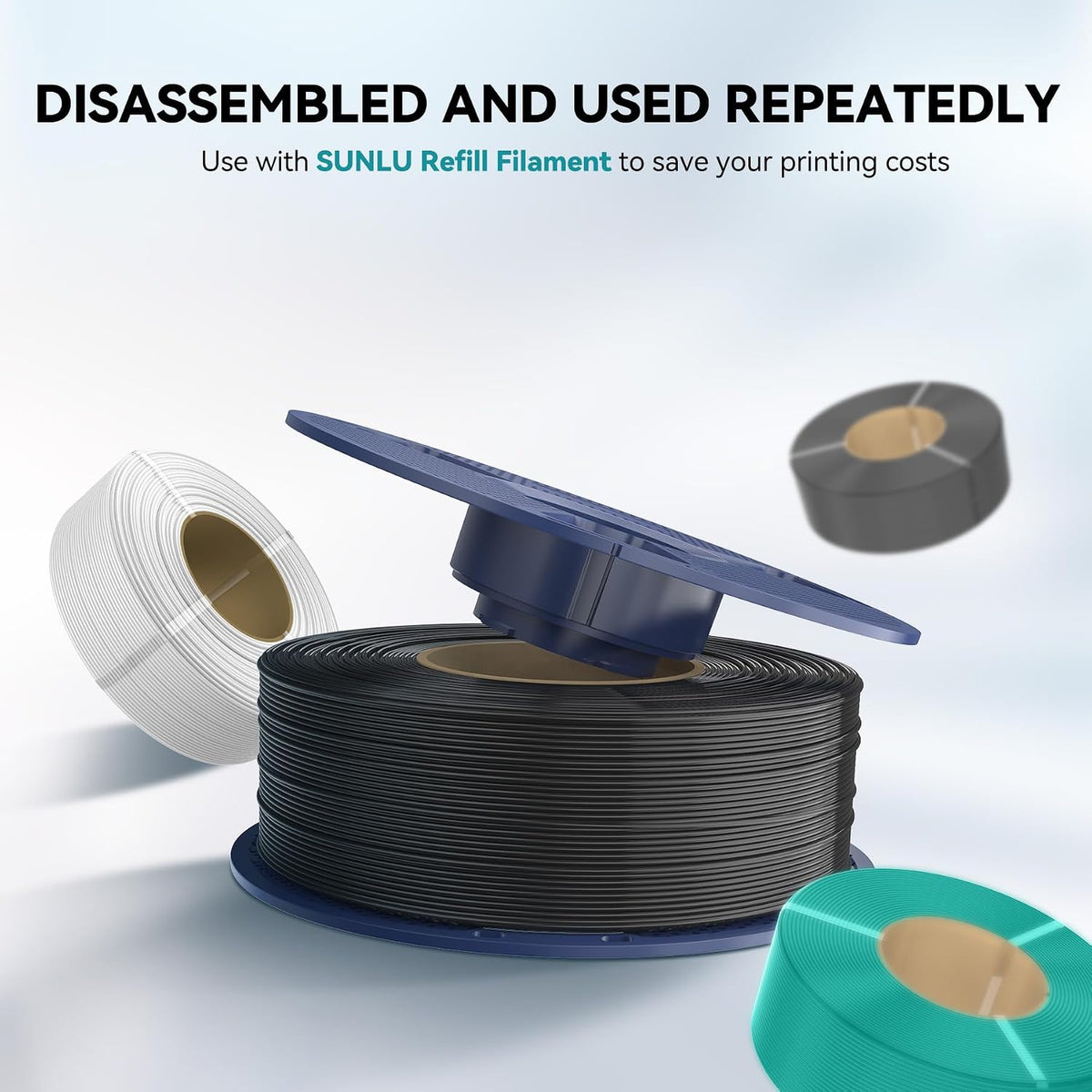 SUNLU 4KG High Speed ABS Filament, 1KG Spool, (4xBlack)