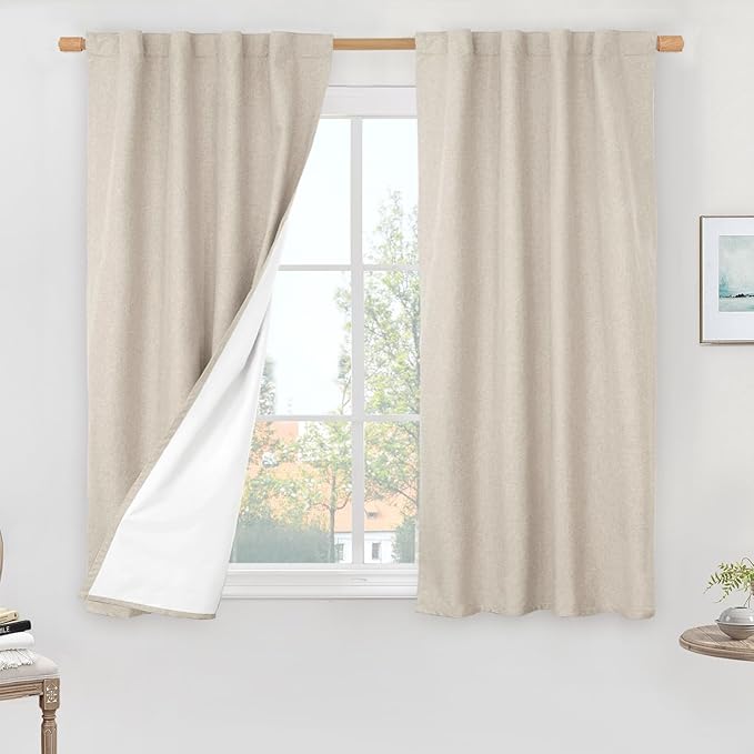 LAMIT Linen 100% Blackout Window Curtains by LAMIT