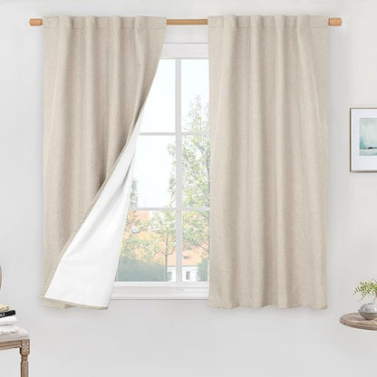 LAMIT Linen Full Blackout Window Curtains by LAMIT