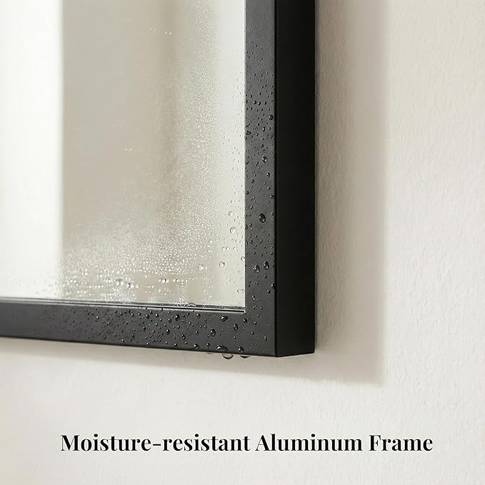 30''x30'' Square Black Bathroom Mirror, Matte Metal Framed Wall Mirror - Image 6