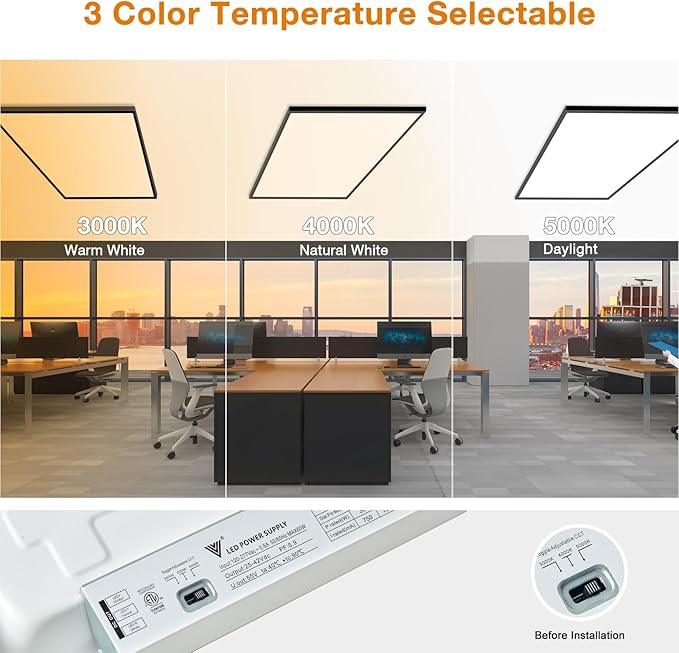 Mcacggo Black 2x4 FT LED Flat Panel Light Surface Mount 2 Pack, 0-10V Dimmable - Image 3