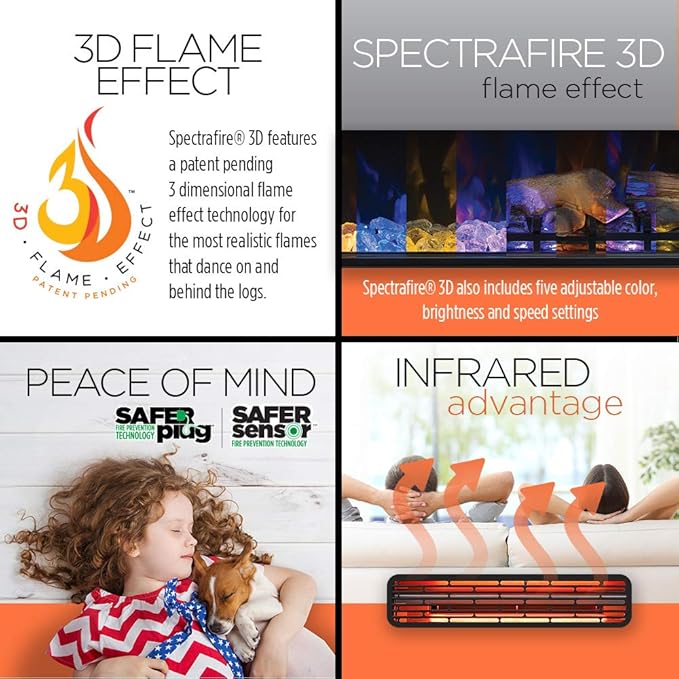 ClassicFlame 23II042FGL 3D Infrared Quartz Fireplace Insert - Image 5