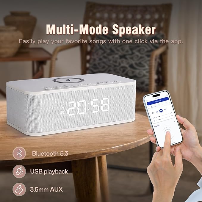 Dual Alarm Clock Radio Bedroom, Digital Alarm Clocks Bedrooms Bluetooth - Image 5