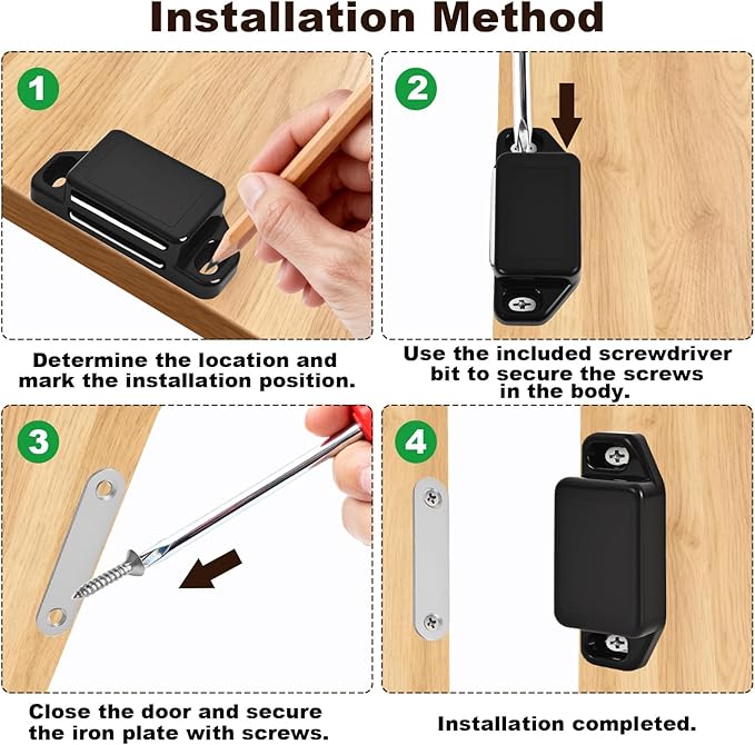 24 Pack Magnetic Push Latch, Heavy Duty Magnetic Touch Latch, - Image 5