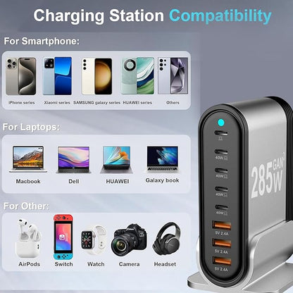 USB C Fast Charger : Fast Charging Station : 285W-8 Port Desktop Multiple - Image 7