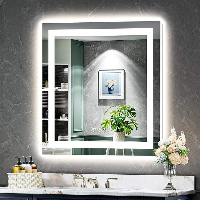 YEELAIT 30x30 Inch LED Bathroom Mirror by YEELAIT