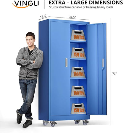 VINGLI Rolling Metal Storage Cabinet - Image 3