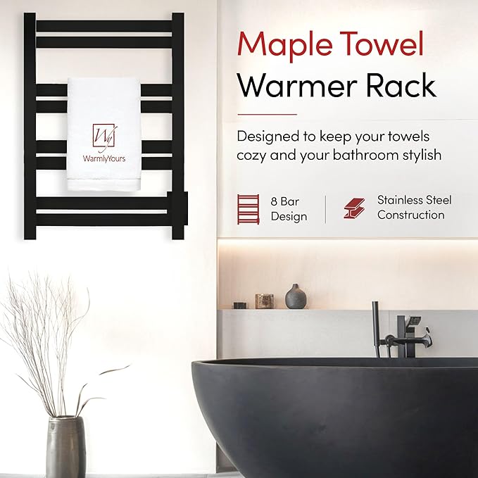 WarmlyYours Heated Towel Warmer Rack, Integrated On/Off Switch - Image 5