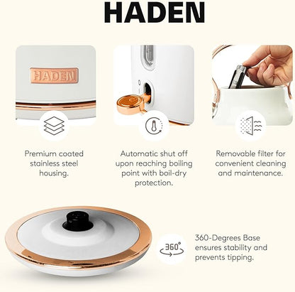 Haden Heritage 1.7 Liter Stainless Steel Electric Kettle, Hot Water Kettle - Image 3
