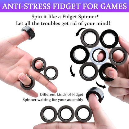 Cevioce 9 PCS Magnetic Ring Fidget Toys Set, ADHD Anxiety Magnetic Finger - Image 4