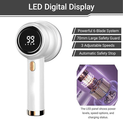 Electric Fabric Shaver with Digital Display, 6-Blade Lint Remover Machine - Image 7