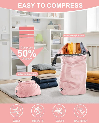 Travel Laundry Bag, Pump Free Vacuum Storage Bag Reusable Compression Dirty - Image 3