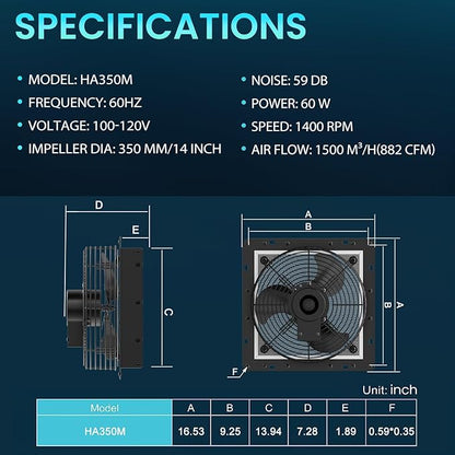 HG Power 14 Inch Shutter Exhaust Fan - Image 4