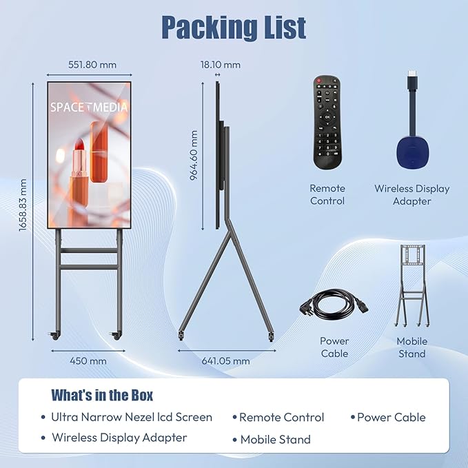 QIXZOCV MWE 43 Inch Mobile Digital Signage Display Kiosk - Image 8
