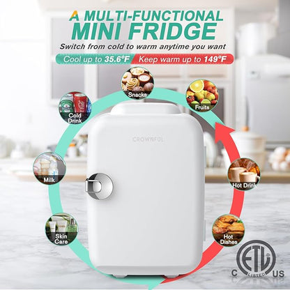 CROWNFUL Mini Fridge, 4 Liter/6 Can Portable Cooler and Warmer Personal - Image 4