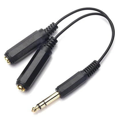 Disino 1/4 Splitter, 1/4" TRS Stereo Male to Dual Female Y Splitter Cable - Image 2