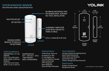 YoLink LoRa Smart Door & Window Sensor: Up to 1/4 Mile Open-Air Range, Door - Image 5