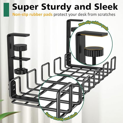 REFLYING Under Desk Cable Management Tray, L 15.7'' W 6.3'' No Drill Steel Desk - Image 5