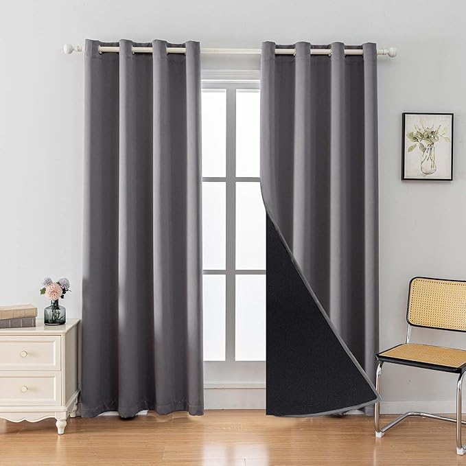 Anytime 100% Blackout Curtain 2 Panels Set, Thermal Insulated Window Drapes by Anytime