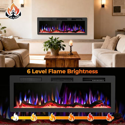 R.W.FLAME 50" Recessed and Wall Mounted Smart Electric Fireplace, Alexa/WiFi - Image 7