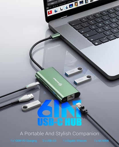 UtechSmart USB C Hub, Ethernet Multiport Adapter 6 in 1 USB C to HDMI Dock - Image 2