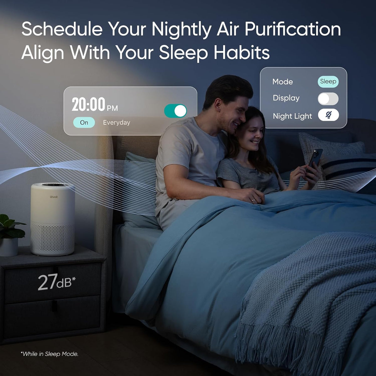 levoit air purifier for home pets bedroom dorm, side view