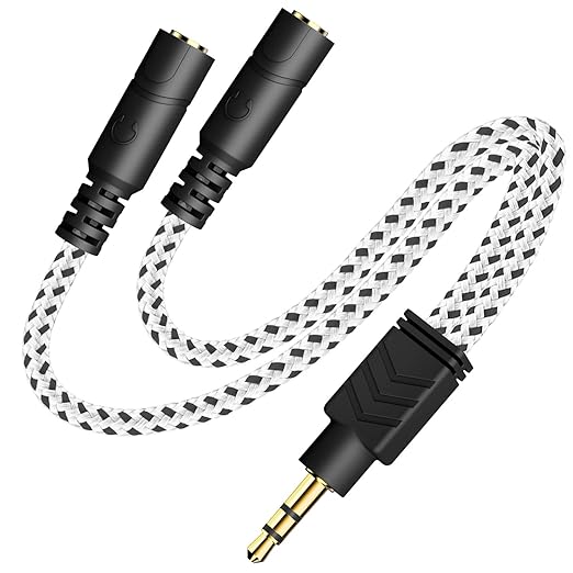 DUKABEL Headphone Splitter, Knitted 3.5mm Audio Splitter TRS 3-Pole Aux by DuKabel