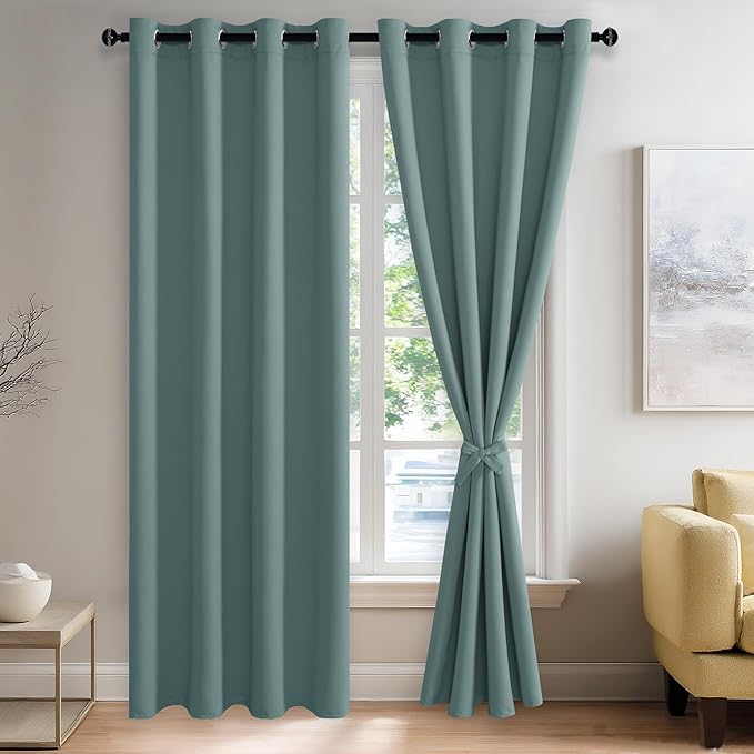 JIUZHEN Stone Blue Blackout Curtains by JIUZHEN