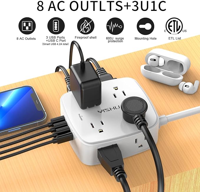 5Ft Surge Protector Power Strip - Image 2