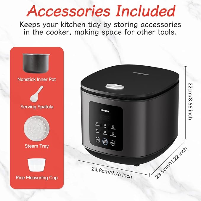 SIMPLUS Rice Cooker 8 Cups Uncooked / 16-Cup Cooked, Large Rice Maker and Warmer - Image 2